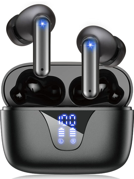 AEWLYLI Wireless Earbuds Bluetooth 5.3 Headphones Touch Control with Wireless Charging Case Waterproof Stereo Earphones in-Ear Built-in Mic Black