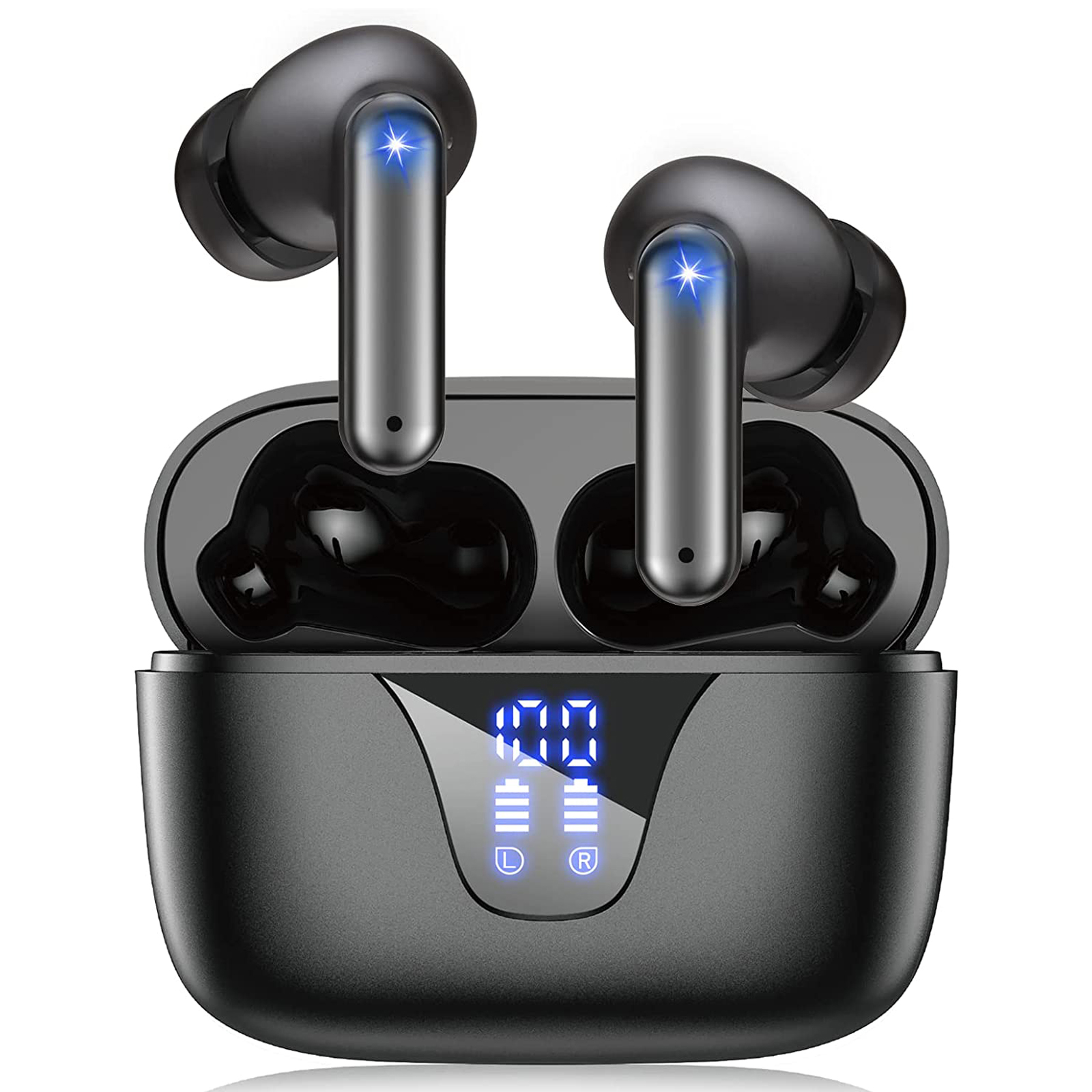 AEWLYLI Wireless Earbuds Bluetooth 5.3 Headphones Touch Control with Wireless Charging Case Waterproof Stereo Earphones in-Ear Built-in Mic Black