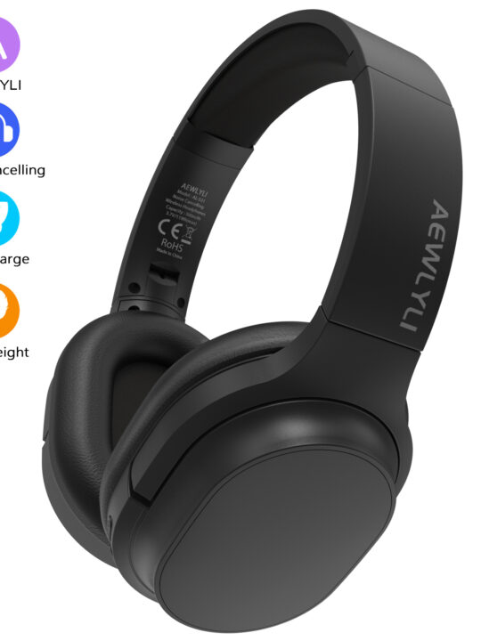 AEWLYLI Noise Cancelling Headphones, Bluetooth over Ear Headphones, Wireless Foldable Stereo Microphone, S31 - Black
